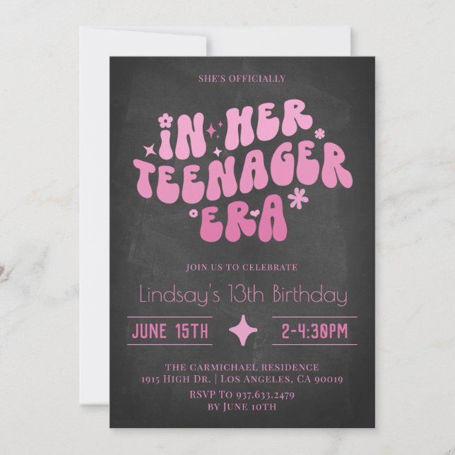 In Her Teenager Era Groovy Birthday Invitation (Front)