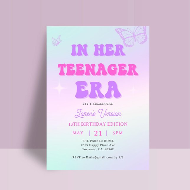 In Her Teenager Era Version Birthday Party Invitation (Creator Uploaded)