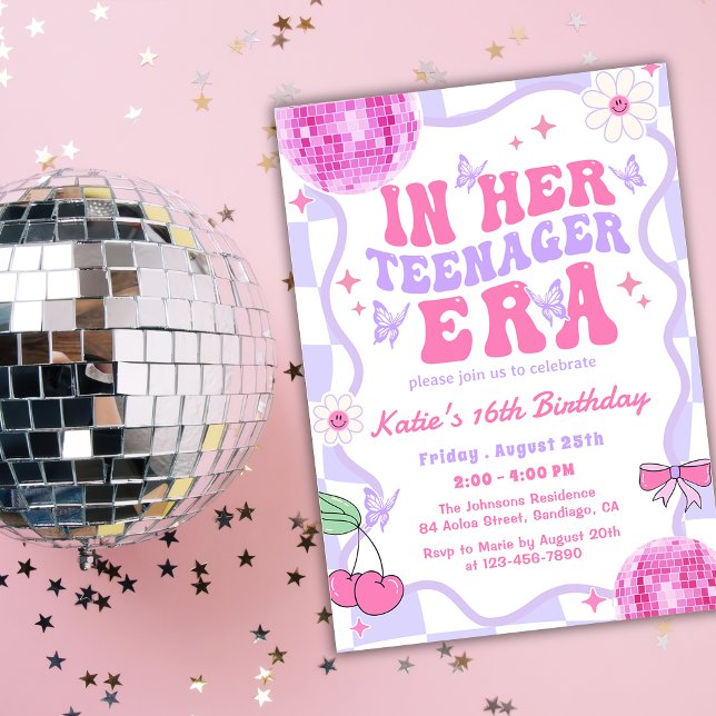 In Her Teenager Era Version Birthday Party Invitation (Creator Uploaded)