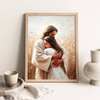 In His Arms, Christian Wall Art, Jesus Hugging Gir