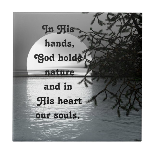 In His Hands Reflecting Moon Tile (Front)