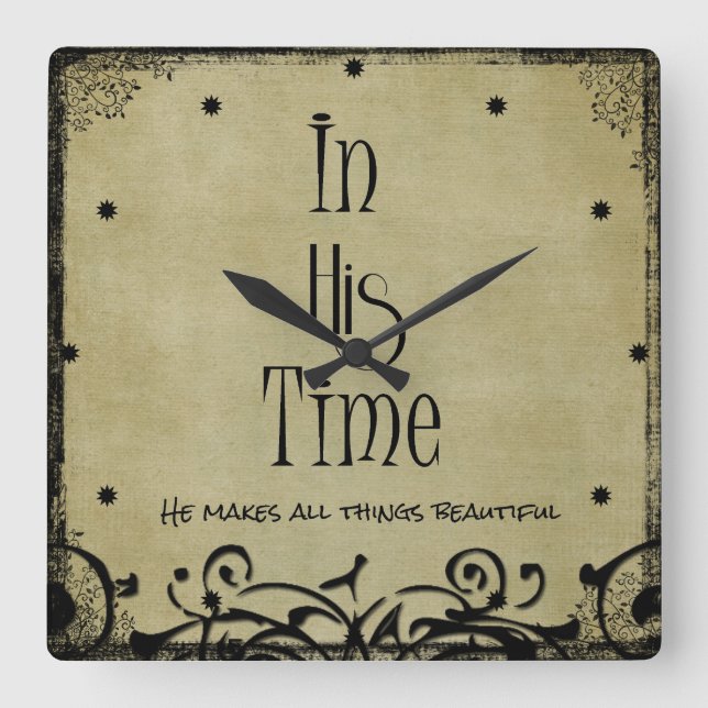 In His time Bible Verse Square Wall Clock (Front)