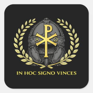 In Hoc Signo Vinces Roman Chi-Rho Helmet Square Sticker