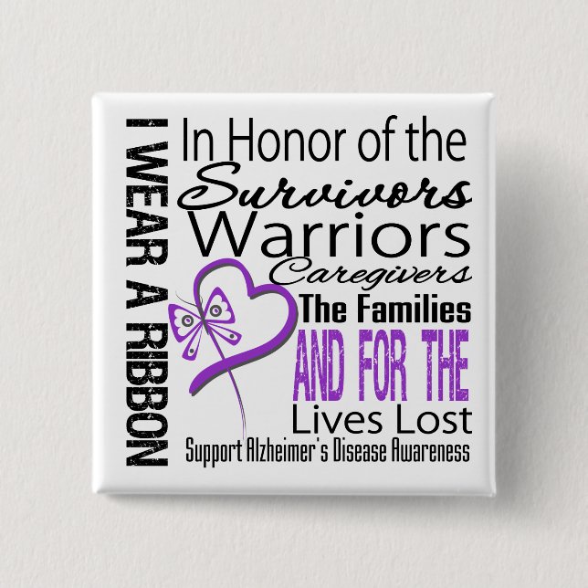 In Honour Tribute Collage Alzheimer's Disease 15 Cm Square Badge (Front)