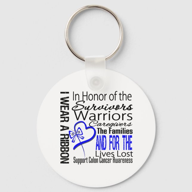 In Honour Tribute Collage Tribute Colon Cancer Key Ring (Front)