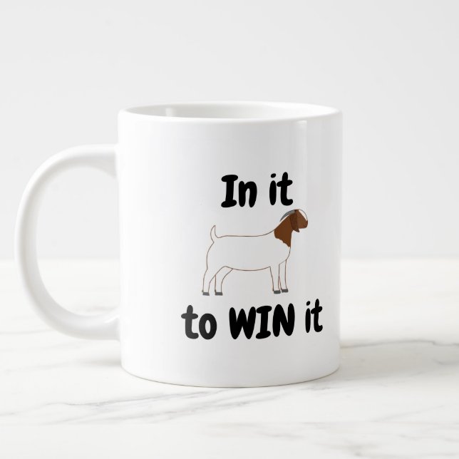 In it to WIN it -  Boer Goat Large Coffee Mug (Left)