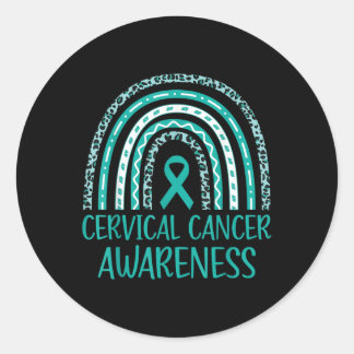 In January We Wear Teal And White Cervical Cancer  Classic Round Sticker