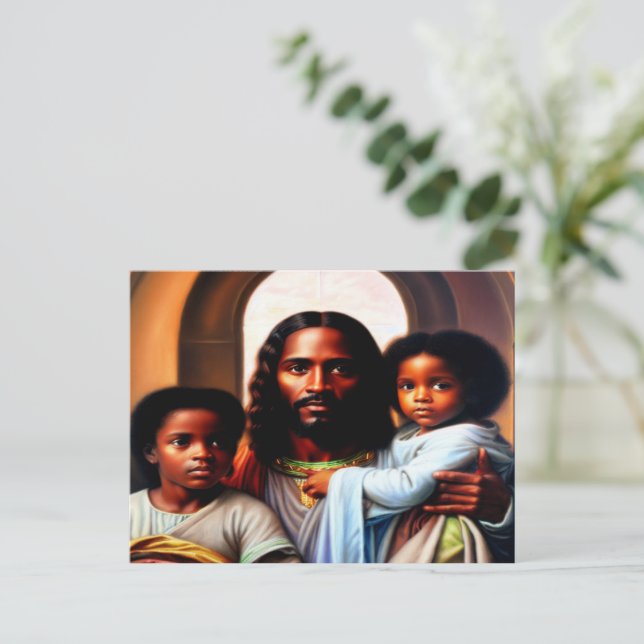 In Jesus Loving Arms Christian Art Postcard (Standing Front)