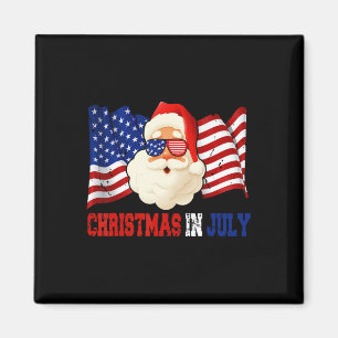 In July Hawaiian Santa American Pride 4th July Magnet
