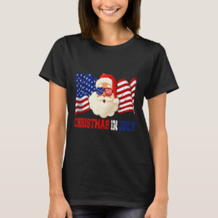 In July Hawaiian Santa American Pride 4th July T-Shirt