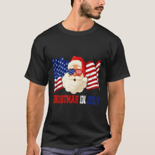 In July Hawaiian Santa American Pride 4th July T-Shirt