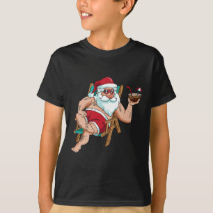 In July Santa On Beach Independence Day Summer T-Shirt