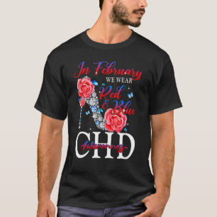 In June We Wear Blue & Red Butterfly Chd Awareness T-Shirt