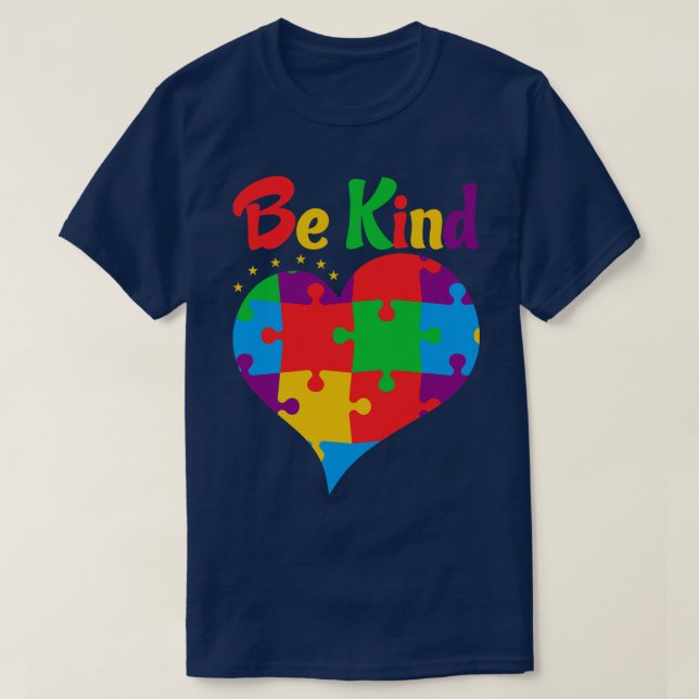 In Kind Autism Puzzle Pieces Awareness Day Support T-Shirt (Design Front)