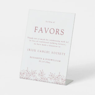 In Lieu Of Favors Elegant Rose Gold Cherry Blossom Pedestal Sign