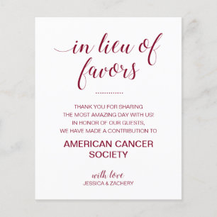 In Lieu Of Favours Charity Donate Burgundy Wedding