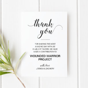 In Lieu Of Favours Charity Donate Thank You Weddin Place Card