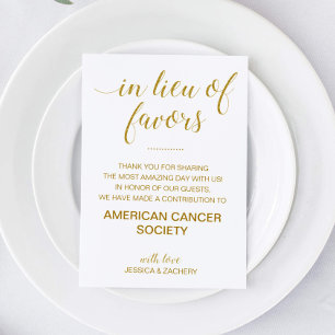 In Lieu Of Favours Charity Donation Gold Wedding