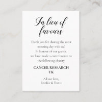 In Lieu Of Favours Charity Donation Wedding