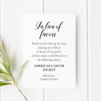 In Lieu Of Favours Charity Donation Wedding