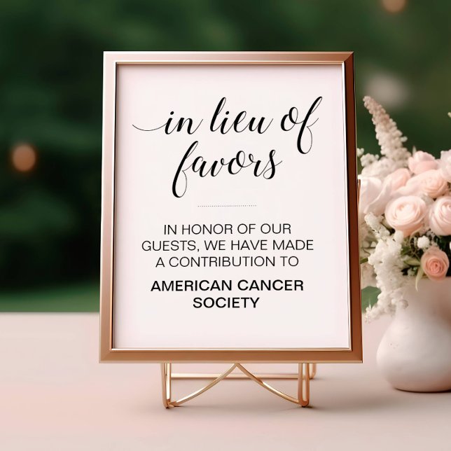 In Lieu Of Favours Charity Donation Wedding Sign (Creator Uploaded)