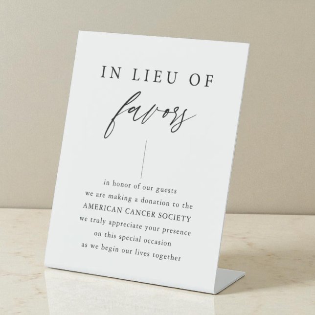 In Lieu Of Favours Elegant Wedding Donation Sign (Creator Uploaded)