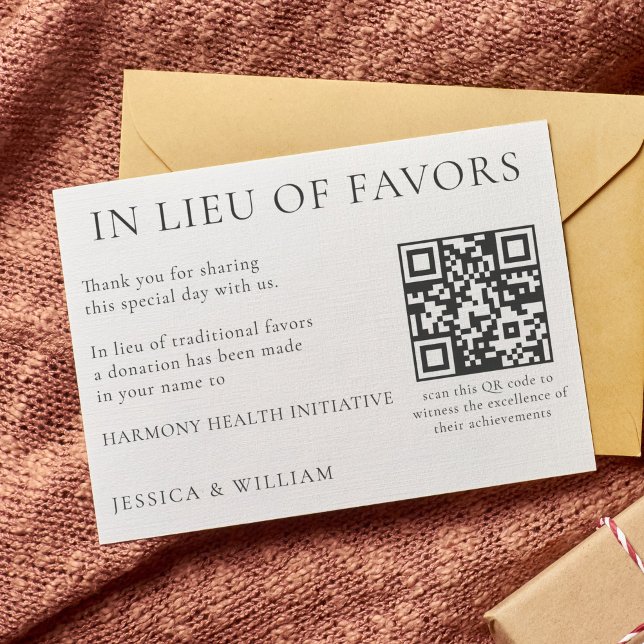In Lieu of Favours For Wedding Charity With QR Cod Card (Creator Uploaded)