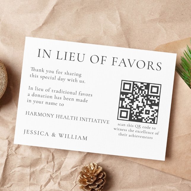 In Lieu of Favours For Wedding Charity With QR Cod Enclosure Card (Creator Uploaded)