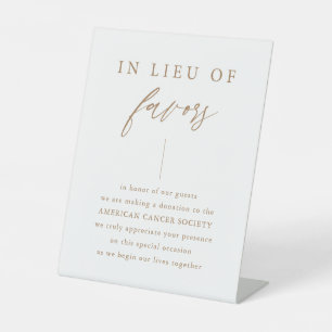 In Lieu Of Favours Gold Wedding Donation Sign