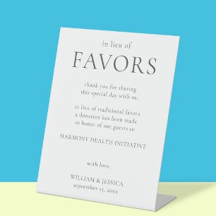 In Lieu of Favours Minimalist Wedding Donation Pedestal Sign