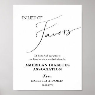 In lieu of favours sign poster
