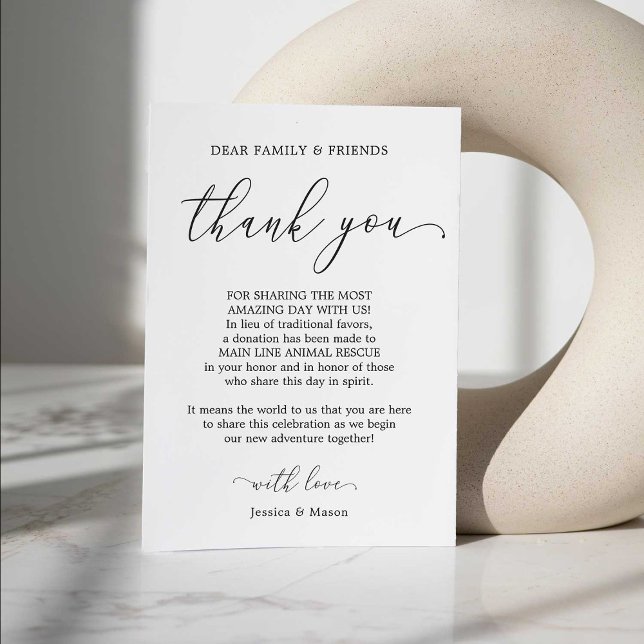 In Lieu of Favours Thank You Place Card (Creator Uploaded)