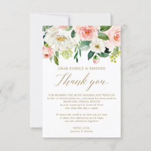 In Lieu of Favours Thank You Place Card Blush