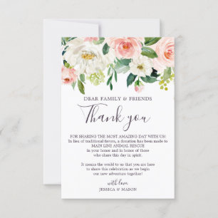 In Lieu of Favours Thank You Place Cards Blush