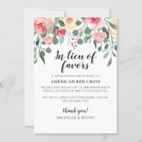 In Lieu of Favours Wedding Donation Sign