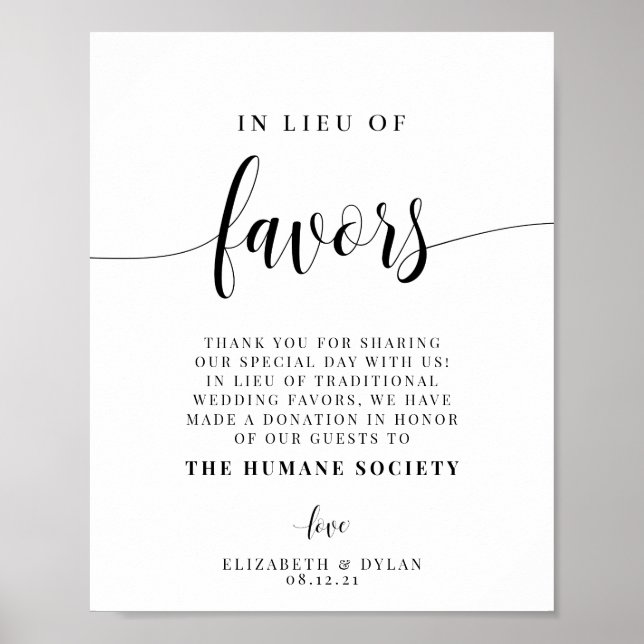 In Lieu Of Favours Wedding Reception Poster (Front)