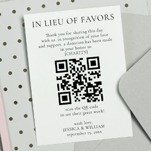 In Lieu of Favours With QR Code For Wedding Charit Card