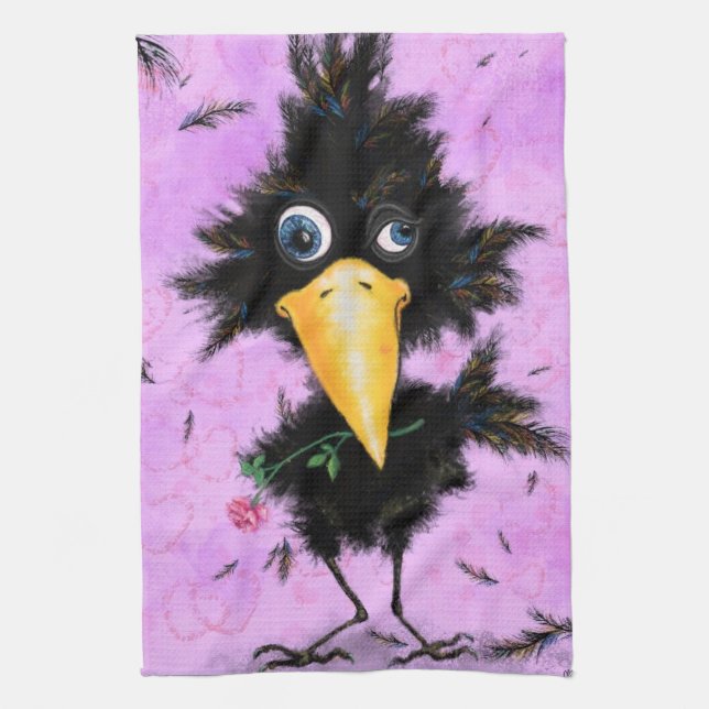 In Love Crow - Gentleman - Funny Tea Towel (Vertical)