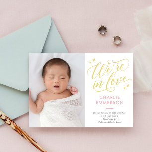In Love EDITABLE COLOR Baby Birth Announcement