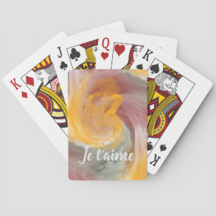 In Love French Autumn Watercolor Paint Swirls Playing Cards