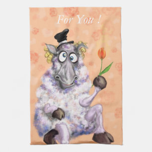 In Love Ram - Romantic - Add Your Text / Name Tea Towel