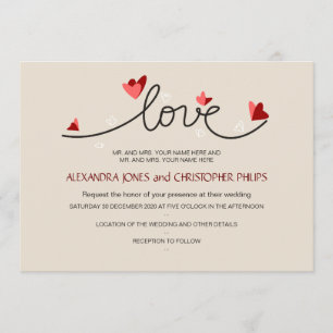In Love Simple Elegant Text Wedding Invitation
