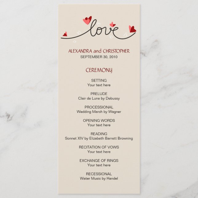 In Love Simple Elegant Text Wedding Program Programme (Front)