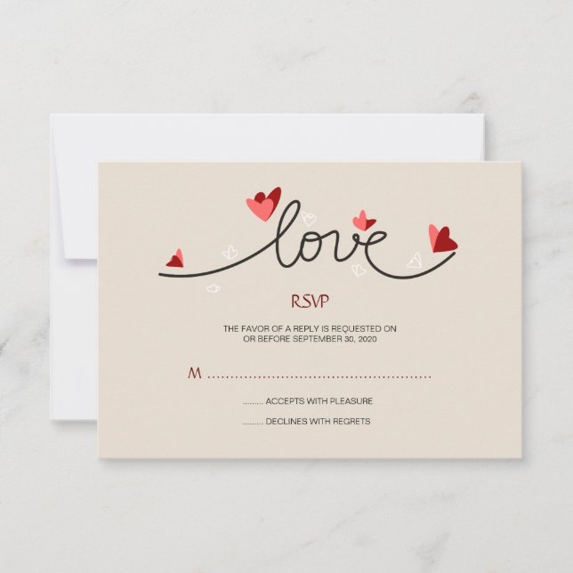 In Love Simple Elegant Text Wedding RSVP (Front)