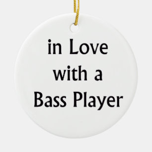 In Love With A Bass Player Black Text Ceramic Tree Decoration