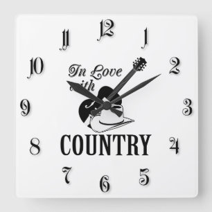 In love with country square wall clock