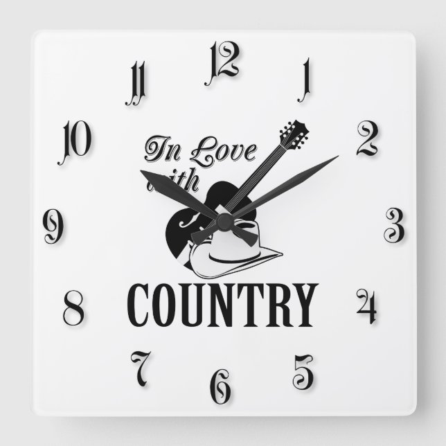 In love with country square wall clock (Front)