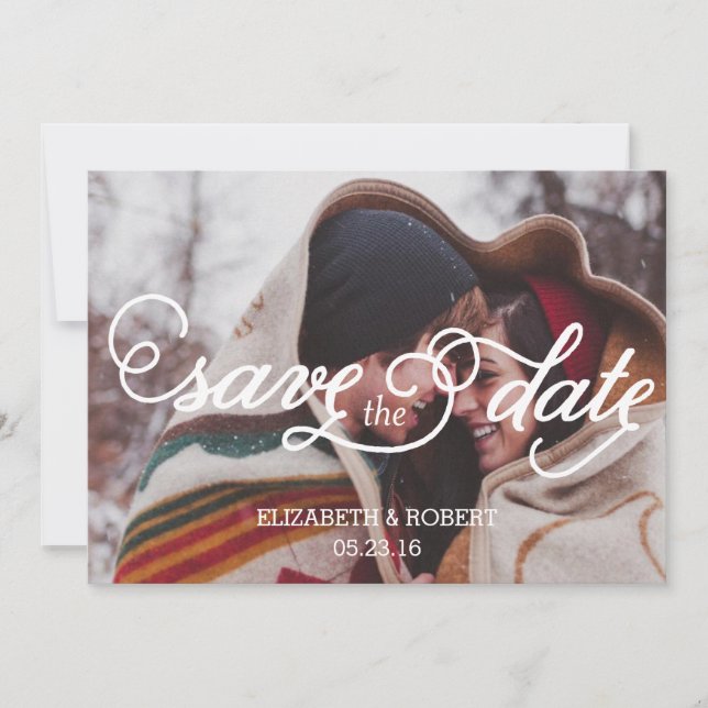 In Love with Script Wedding Save the date (Front)