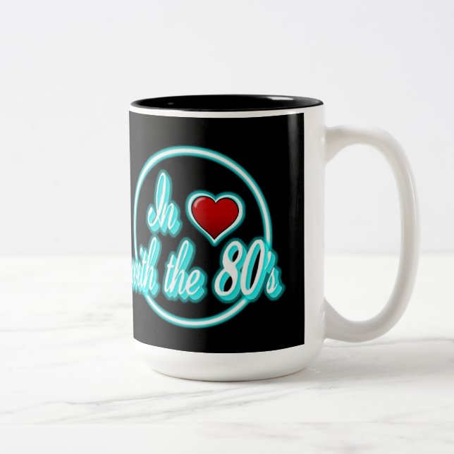 In Love With The 80's Retro Blue Neon Logo Mug (Right)