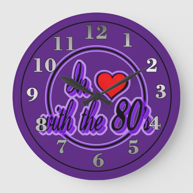 In Love With The 80's Retro Purple Logo Wall Clock (Front)
